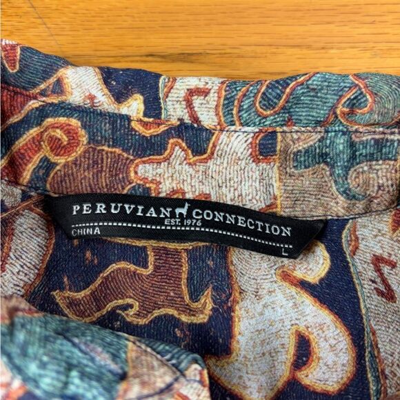 Peruvian Connection Women’s Size Large Islanders Shirt Button Up Top Oversized - Picture 8 of 9